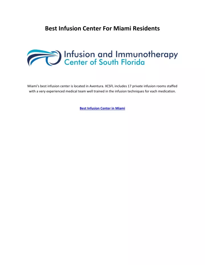 best infusion center for miami residents