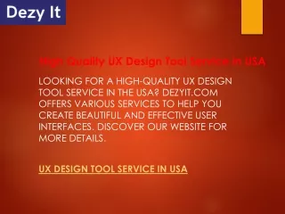 High Quality UX Design Tool Service in USA