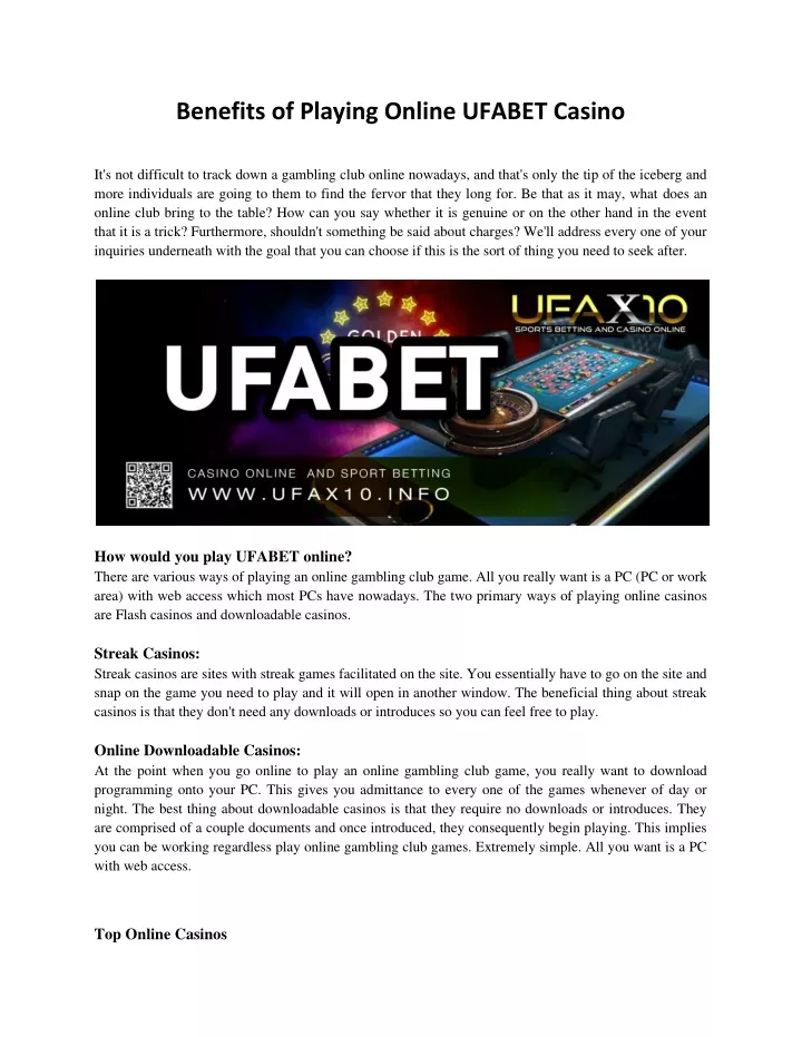 benefits of playing online ufabet casino