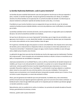 la bomba hydromax bathmate vale la pena intentarlo
