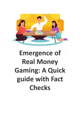 Emergence of Real Money Gaming - A Quick guide with Fact Checks