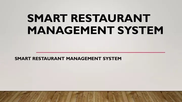 smart restaurant management system