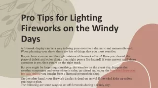 Pro Tips for Lighting Fireworks on the Windy Days