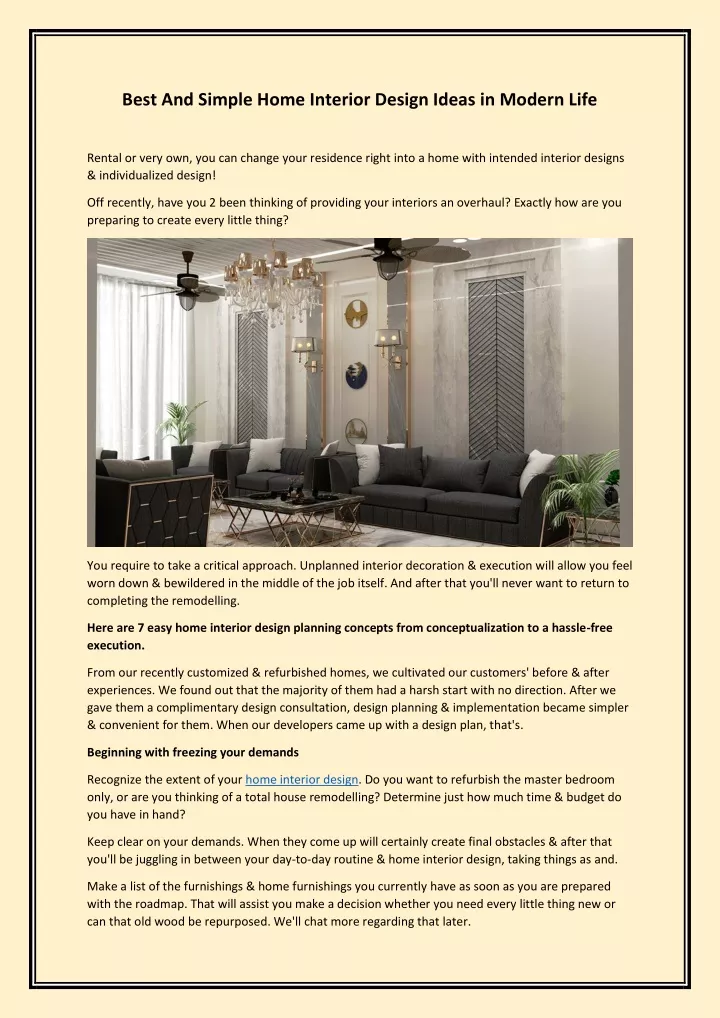 PPT - Best And Simple Home Interior Design Ideas in Modern Life ...