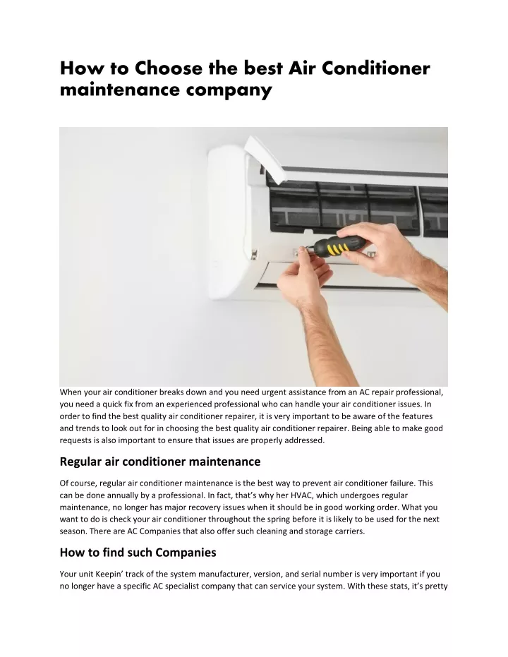 Ppt How To Choose The Best Air Conditioner Maintenance Company Powerpoint Presentation Id 3876