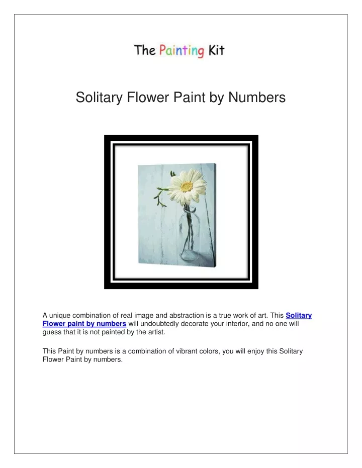 solitary flower paint by numbers