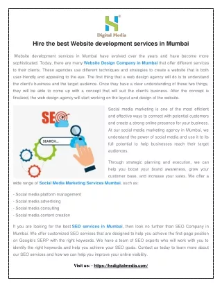 Hire the best Website development services in Mumbai