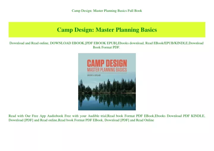 camp design master planning basics full book