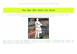 (Download) The Man Who Knew Too Much in format E-PUB