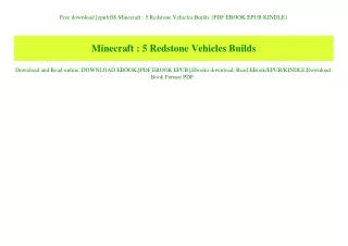 Free download [epub]$$ Minecraft  5 Redstone Vehicles Builds {PDF EBOOK EPUB KINDLE}