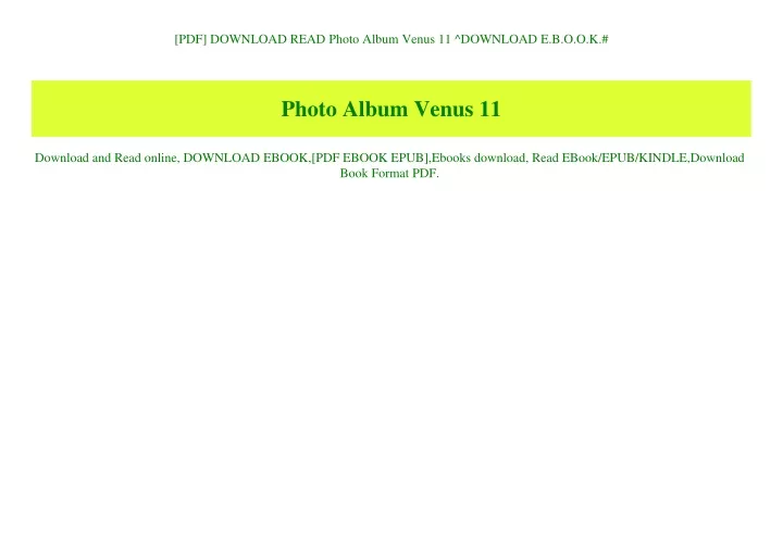 pdf download read photo album venus 11 download