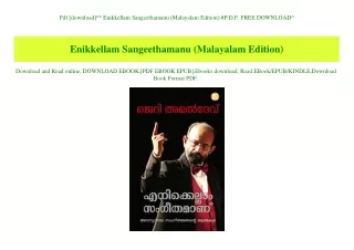 Pdf [download]^^ Enikkellam Sangeethamanu (Malayalam Edition) #P.D.F. FREE DOWNLOAD^
