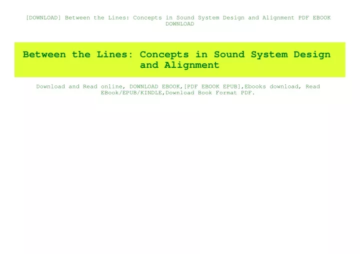 download between the lines concepts in sound