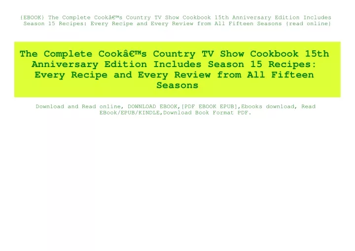 ebook the complete cook s country tv show