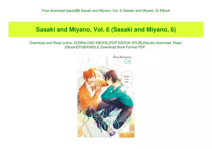 free download epub sasaki and miyano vol 6 sasaki