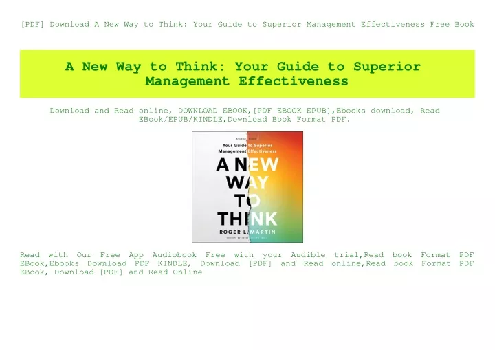 pdf download a new way to think your guide