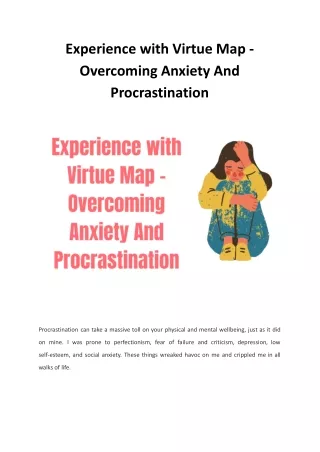 Experience with Virtue Map - Overcoming Anxiety And Procrastination