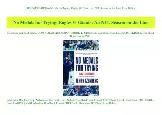 READ [EBOOK] No Medals for Trying Eagles @ Giants An NFL Season on the Line Read Online