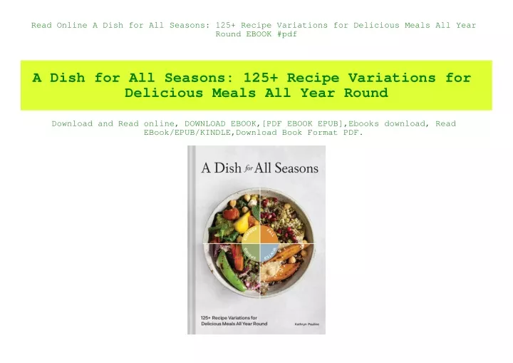 read online a dish for all seasons 125 recipe
