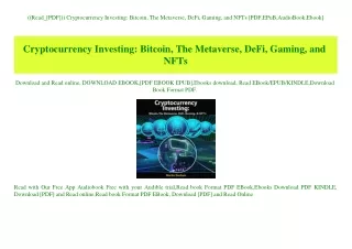 ((Read_[PDF])) Cryptocurrency Investing Bitcoin  The Metaverse  DeFi  Gaming  and NFTs [PDF EPuB AudioBook Ebook]