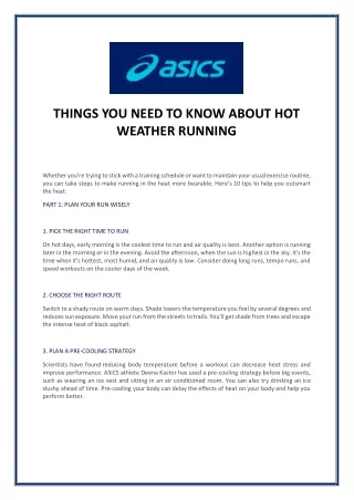 THINGS YOU NEED TO KNOW ABOUT HOT WEATHER RUNNING
