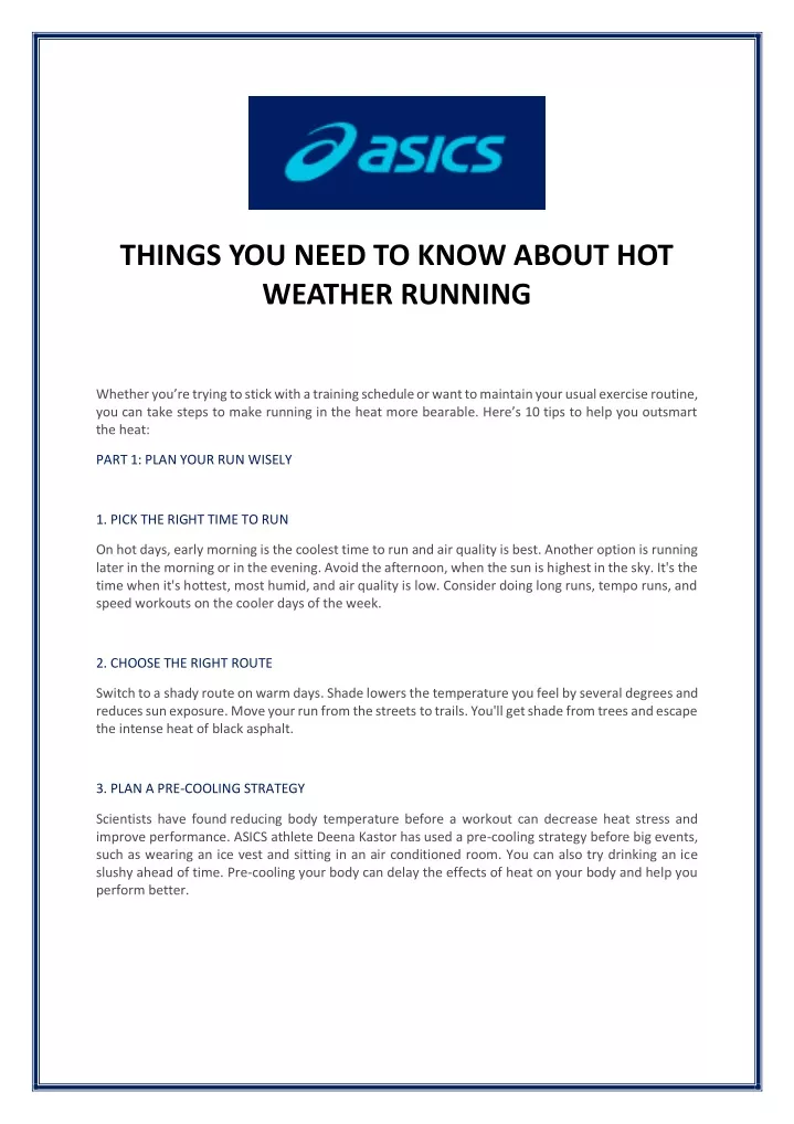 things you need to know about hot weather running