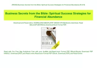 [READ] Business Secrets from the Bible Spiritual Success Strategies for Financial Abundance [R.A.R]