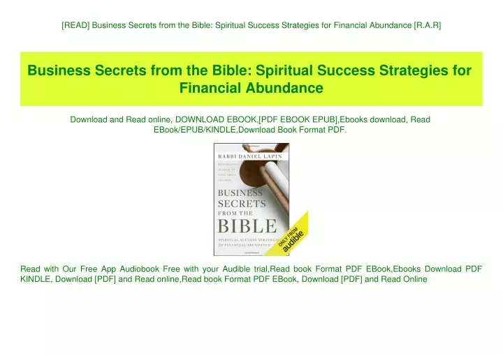 read business secrets from the bible spiritual