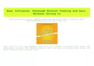 (READ-PDF!) Real Influence Persuade Without Pushing and Gain Without Giving In Free Online