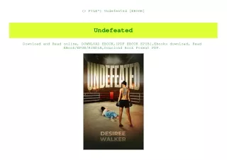 (P.D.F. FILE) Undefeated [EBOOK]