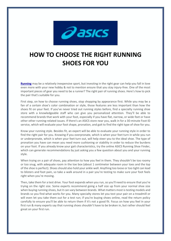how to choose the right running shoes for you