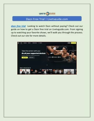 Dazn Free Trial | Livetvguide.com