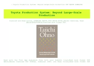 (B.O.O.K.$ Toyota Production System Beyond Large-Scale Production PDF EBOOK DOWNLOAD