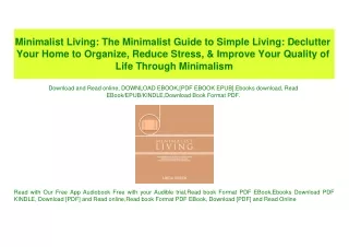 (READ-PDF!) Minimalist Living The Minimalist Guide to Simple Living Declutter Your Home to Organize  Reduce Stress  & Im