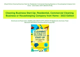 {Read Online} Cleaning Business Start-Up Residential  Commercial Cleaning Business or Housekeeping Company from Home - 2