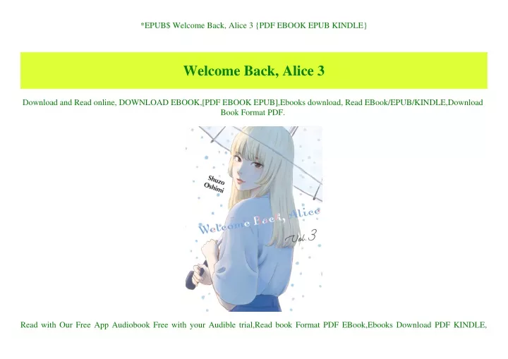 epub welcome back alice 3 pdf ebook epub kindle