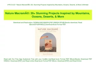 #^R.E.A.D.^ Nature MacramÃƒÂ© 20  Stunning Projects Inspired by Mountains  Oceans  Deserts  & More Unlimited
