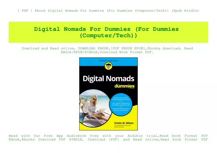 pdf ebook digital nomads for dummies for dummies