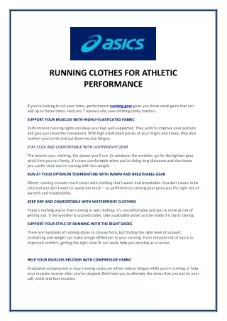 RUNNING CLOTHES FOR ATHLETIC PERFORMANCE