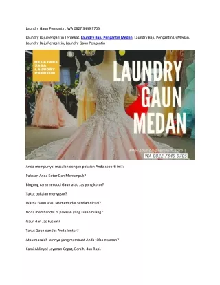 Laundry Gaun Pengantin, WA 0827 3449 9705
