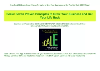 Free [epub]$$ Scale Seven Proven Principles to Grow Your Business and Get Your Life Back EBOOK #pdf