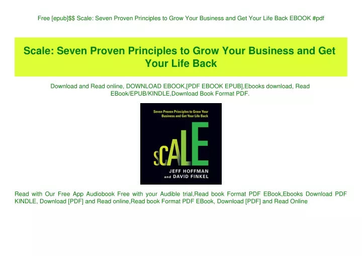 free epub scale seven proven principles to grow