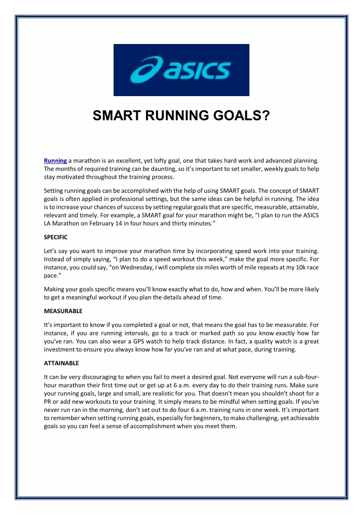 smart running goals