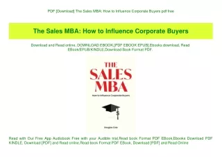 PDF [Download] The Sales MBA How to Influence Corporate Buyers pdf free