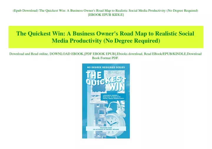 epub download the quickest win a business owner