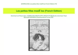 {DOWNLOAD} Les petites filles modÃƒÂ¨les (French Edition) Pdf