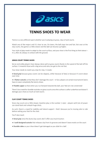 TENNIS SHOES TO WEAR