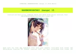 {DOWNLOAD} BAKEMONOGATARI (manga) 15 [Free Ebook]