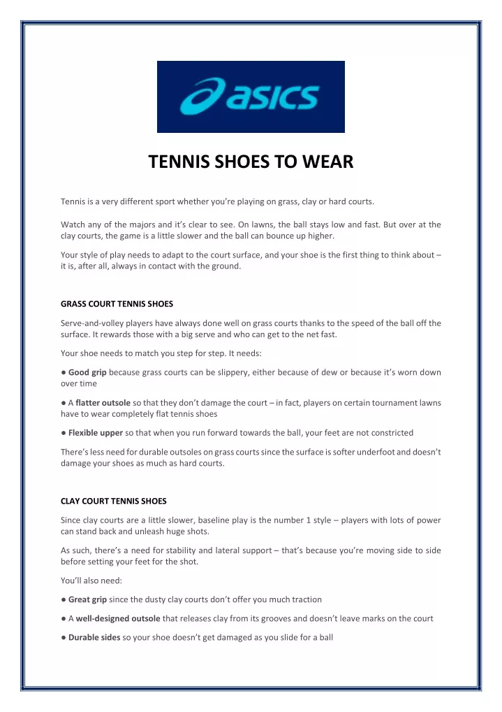 tennis shoes to wear