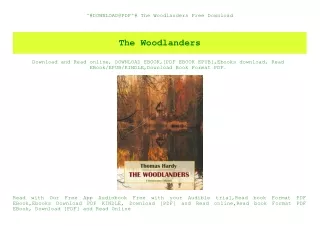 ^#DOWNLOAD@PDF^# The Woodlanders Free Download